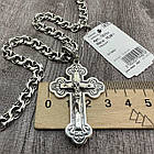 Чоловічий срібний комплект Бісмарк з хрестиком на розп'ятті: ланцюжок 7 мм, чорніння (40 г, 925), фото 5