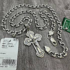 Чоловічий срібний комплект Бісмарк з хрестиком на розп'ятті: ланцюжок 7 мм, чорніння (40 г, 925), фото 4