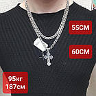 Чоловічий срібний комплект Бісмарк з хрестиком на розп'ятті: ланцюжок 7 мм, чорніння (40 г, 925), фото 6