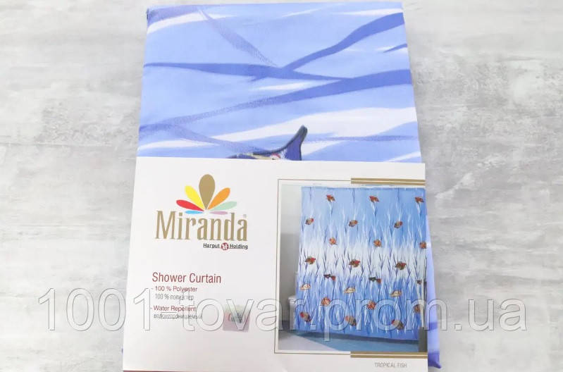 Тканевая шторка для ванной комнаты "Tropical Fish" тканевая Miranda (Миранда), размер 180х200 см., Турция - фото 3 - id-p2058706906