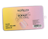 Гелеві типи Komilfo SomFast Nail Forms Nude Square Medium 300 шт