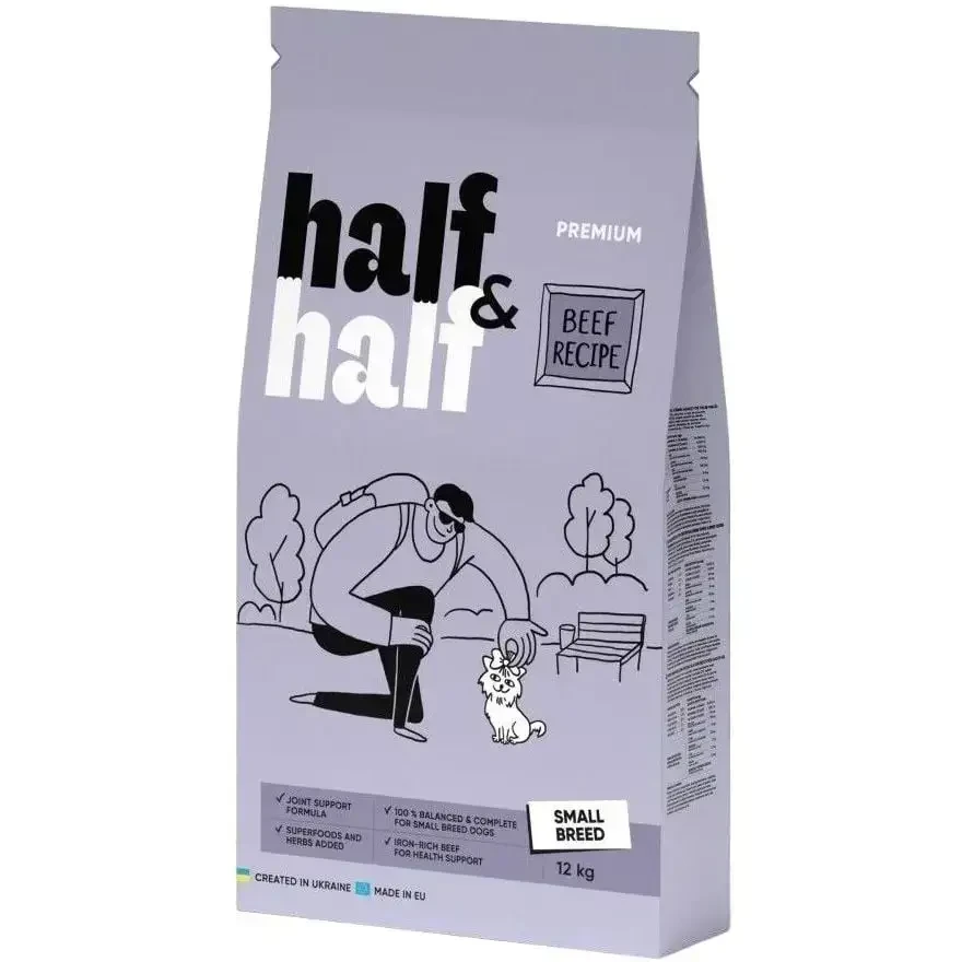Сухий корм Half & Half для дорослих собак маленьких порід із яловичиною 12 кг