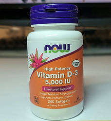 Вітамін Д3 Now Foods Vitamin D-3 5000 IU 240 гелевих капсул нау фудс