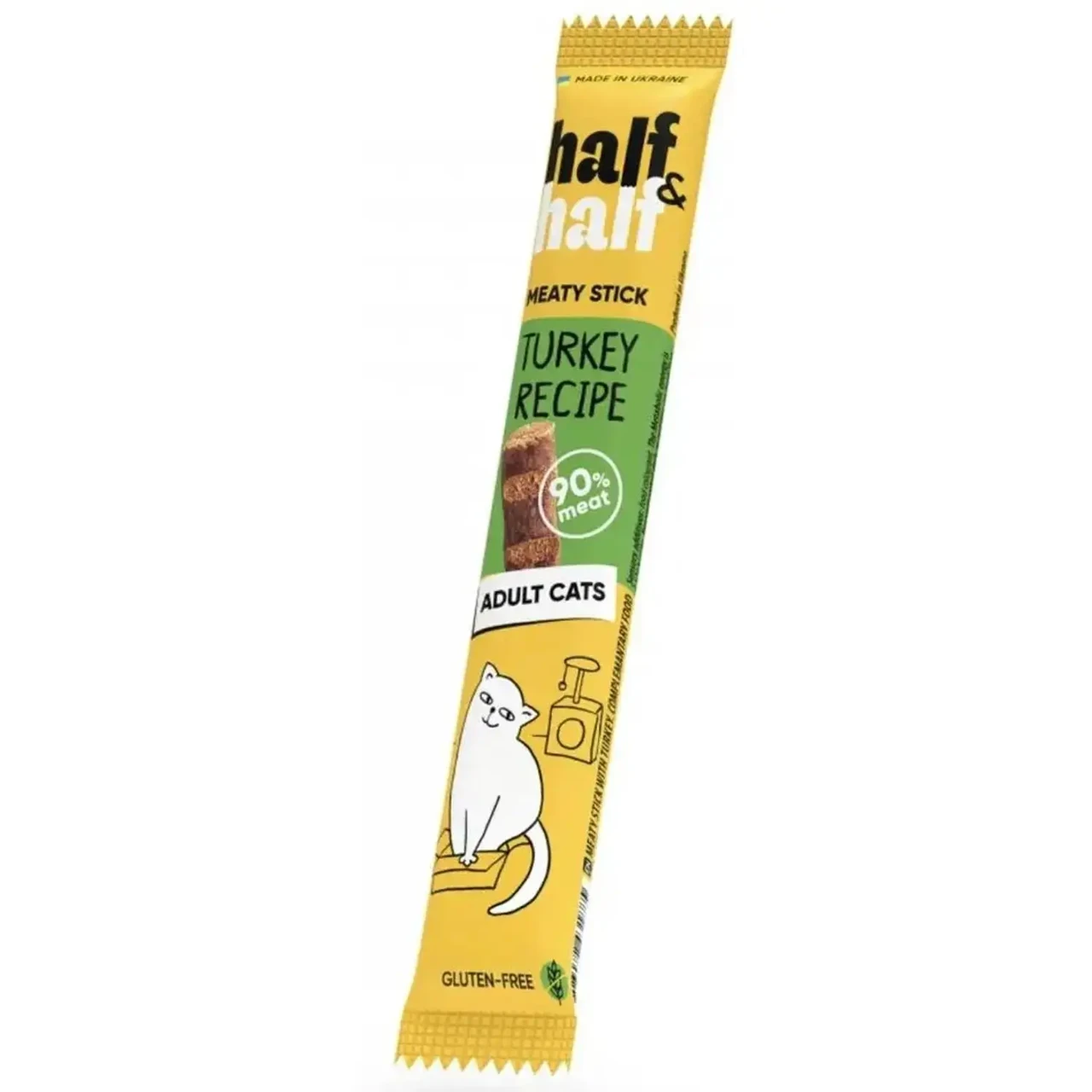 Ласощі для кішок Half & Half у формі м'ясних паличок з індичкою 5 г, фото 1