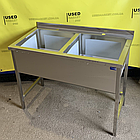 Ванна мийна виробнича подвійна з нержавіючої сталі нова EdelStihl (ванна мийна подвійна), фото 4