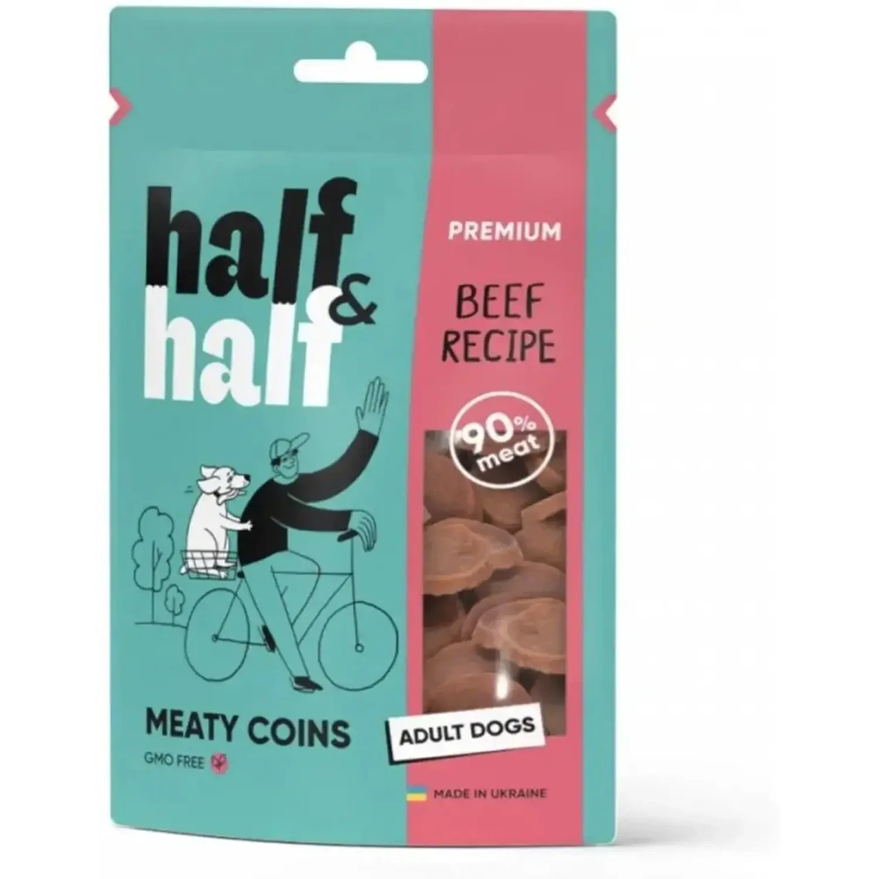 Ласощі для собак Half & Half у формі м'ясних монет з яловичиною 100 г