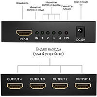 Розподільник HDMI 1 вхід на 4 виходи: підтримка 1080P HDMI Новинка Xata