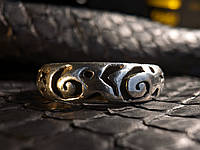 Винтажное серебряное кольцо "Зарождение звезд" в этническом стиле с резьбой
