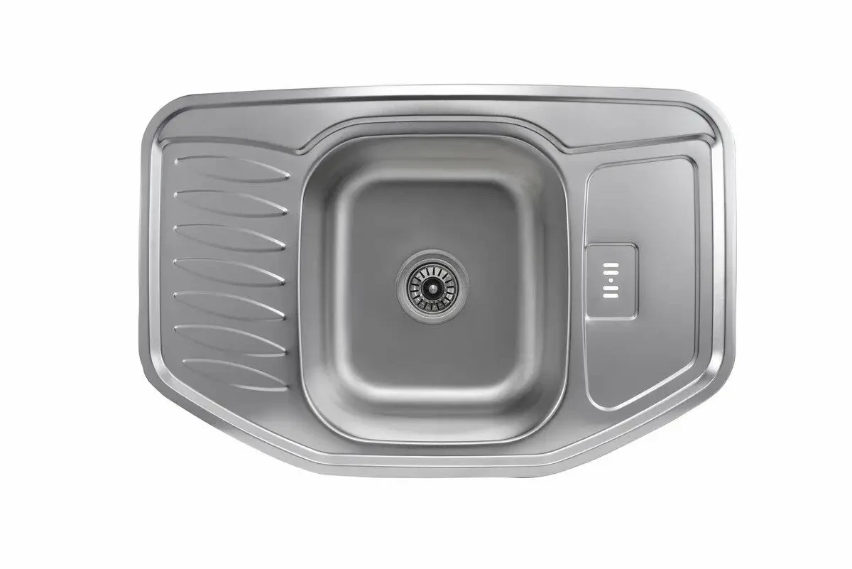 Кухонна мийка Platinum 7851 з нержавіючої сталі 0,8 мм, 78x51 см, Трапеція, Сатин (000016243)