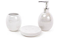 Набор для ванной комнаты (3 предмета) дозатор для мыла, стакан для зубных щеток и мыльница
