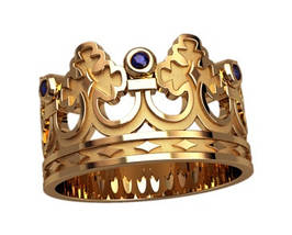 Корона перстень, кільце жіноче з камінням, срібло 925, золото 585/750