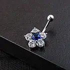 Сережки пірсинг у пупок із квіткою і стразами, зірочка всередині, фото 3