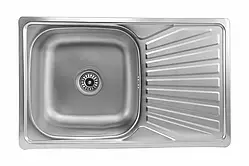 Кухонна мийка Platinum 7848 з крилом 0,8 мм прямокутна, 78x48 см, Сатин (000019706)