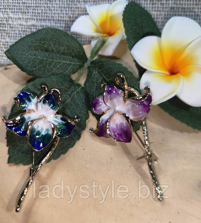 нежная брошь -орхидея от студии ladystyle.biz купить украшения с фианитами серьги пусеты подарок женщине пирсинг