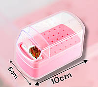 Подставка для фрез и боров на 30 насадок + двойная щеточка (Розовый)