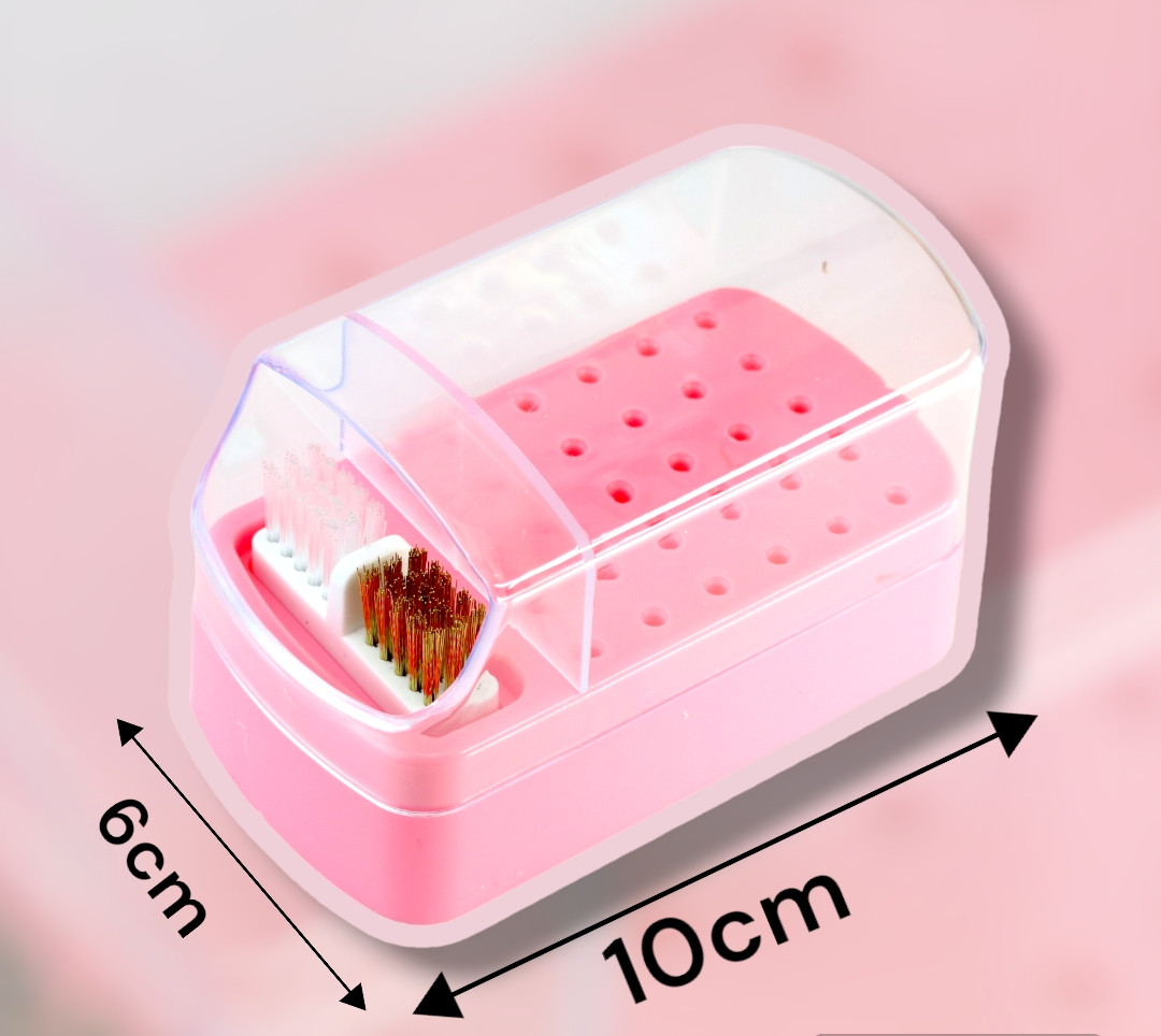 Підставка для фрез та борів на 30 насадок + подвійна щіточка (Рожевий), фото 1