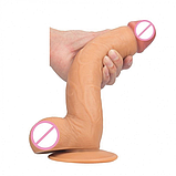 Великий реалістичний фалоїмітатор 28 х 4.5 см, Гнучкий фаллос на присоску, Дилдо з мошок, Інтимні іграшки, фото 5