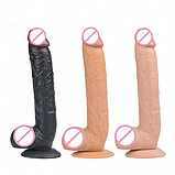 Великий реалістичний фалоїмітатор 28 х 4.5 см, Гнучкий фаллос на присоску, Дилдо з мошок, Інтимні іграшки, фото 7