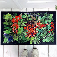 Прикольний придверний килимок у передпокій з дизайном "Зимові квіти"