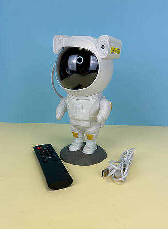 Лазерний нічник-проектор зоряного неба Астронавт великий "Astronaut projector" з пультом, білий, фото 1