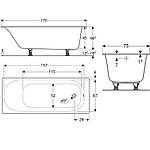 Ванна акрилова 170х75 Geberit Soana Slim rim Швейцарія, фото 4