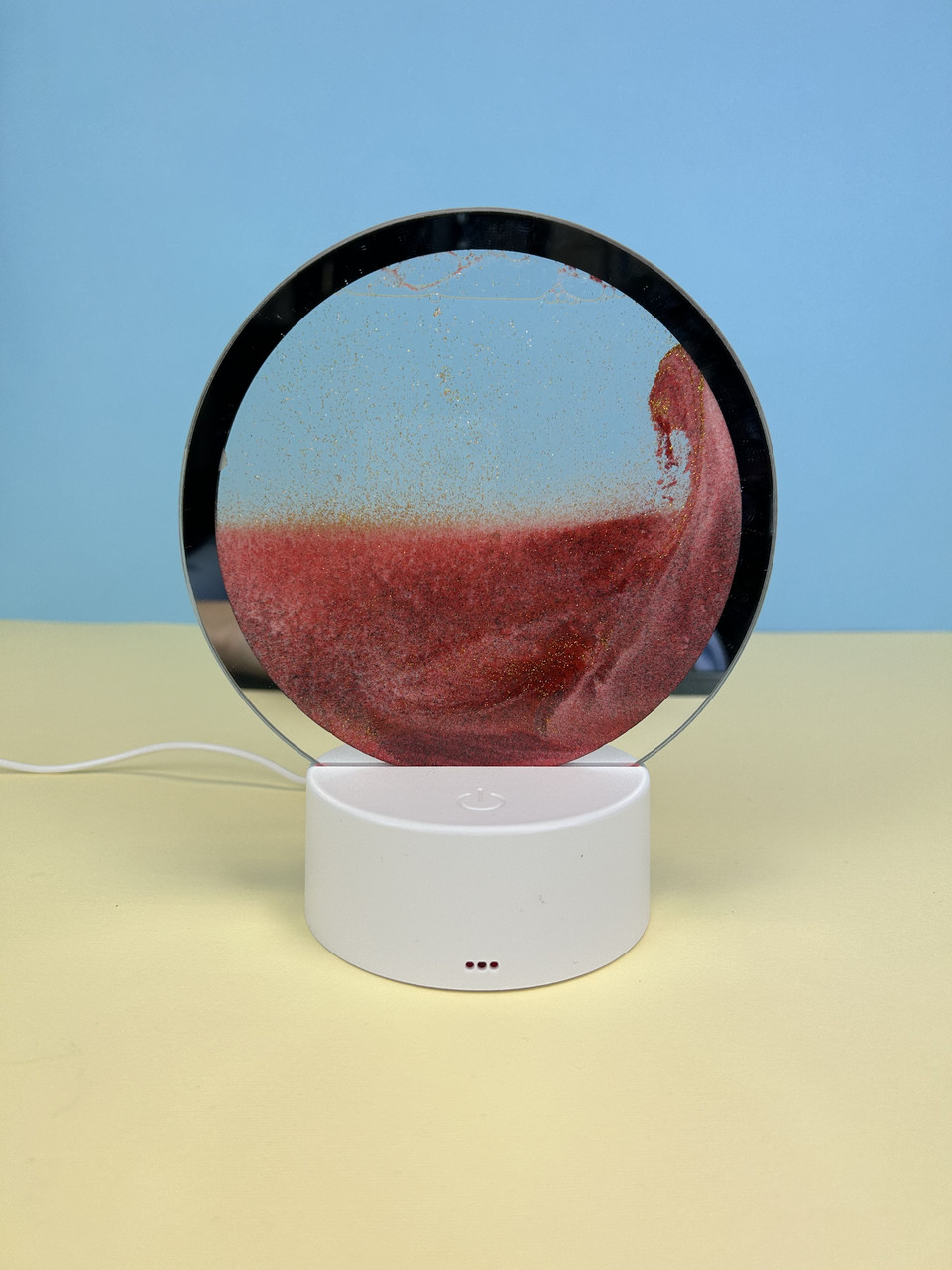 Настільна LED лампа нічник RGB Пісочний годинник 3D Sandscape, червоний пісок