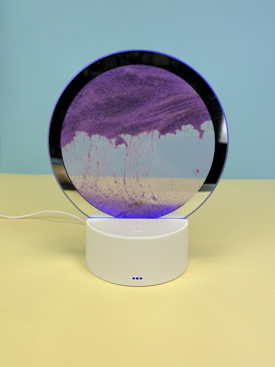 Настільна LED лампа нічник RGB Пісочний годинник 3D Sandscape, фіолетовий пісок
