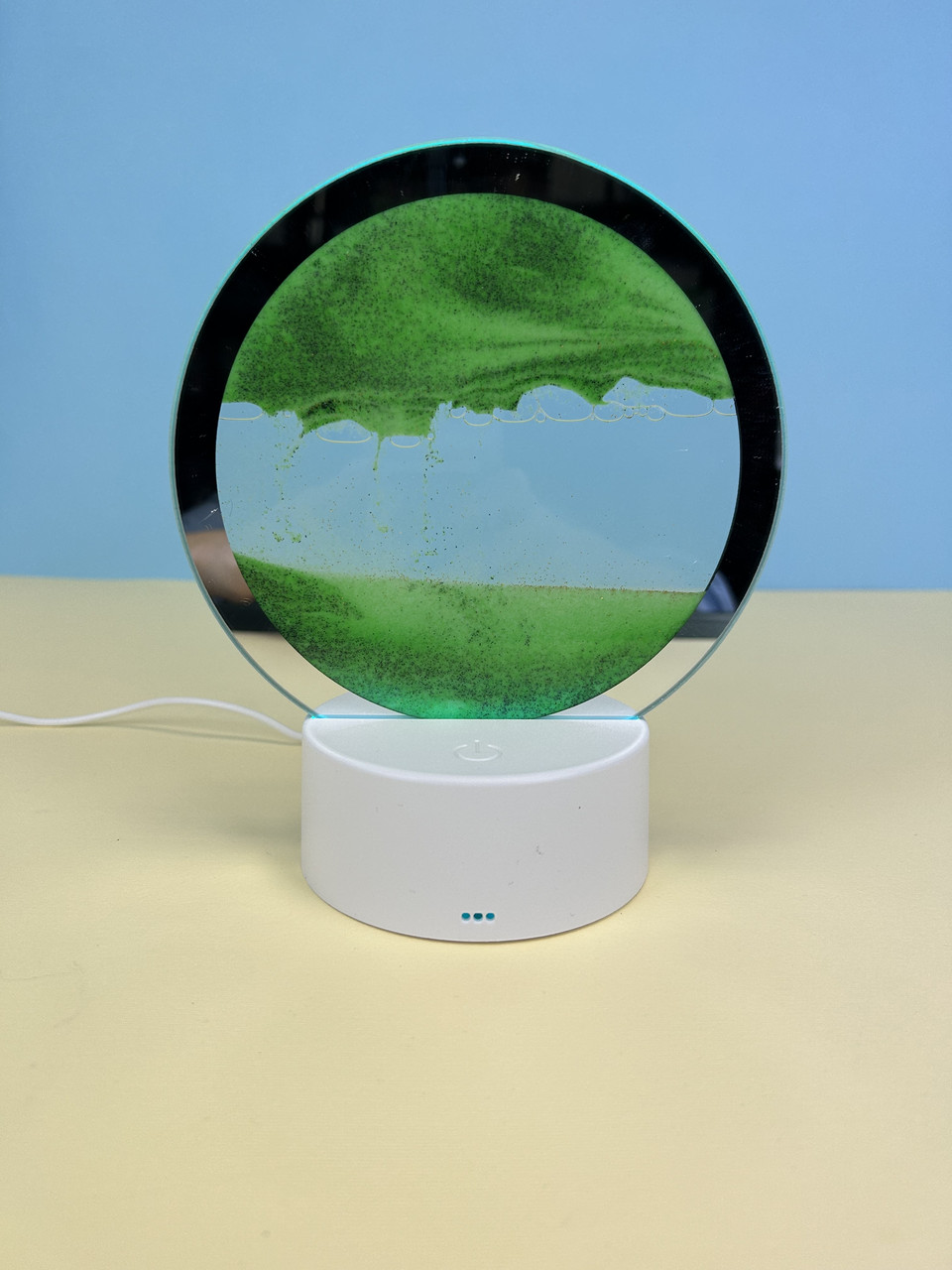 Настільна LED лампа нічник RGB Пісочний годинник 3D Sandscape, зелений пісок
