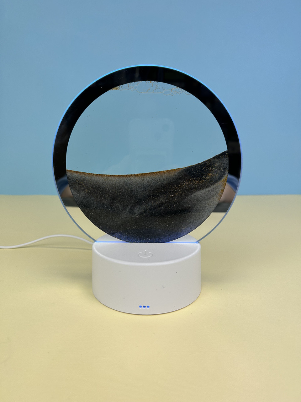 Настільна LED лампа нічник RGB Пісочний годинник 3D Sandscape, чорний пісок