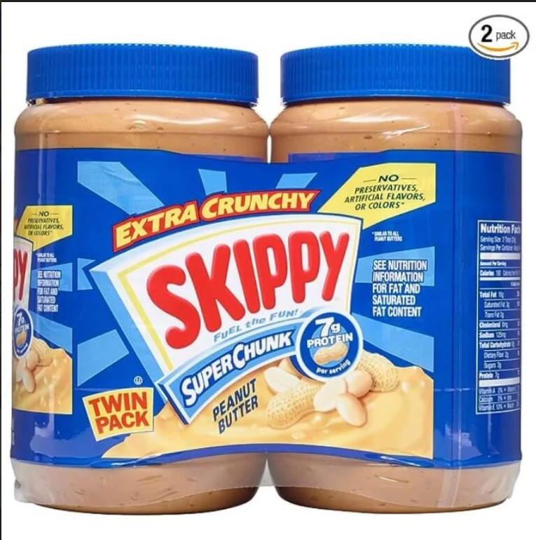 Арахісова паста Skippy Super Chunk extra Crunchy Peanut Butter подвійне паковання 2720 г США
