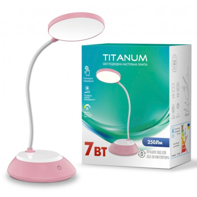 Настільна лампа TITANUM LED DC3 7 W 3000-6500 K USB рожева (TLTF-022P)