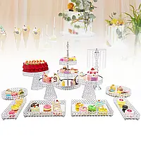 НОВИЙ 11-компонентний набір торт круглий підставка для кексів металевий весільний день народження
