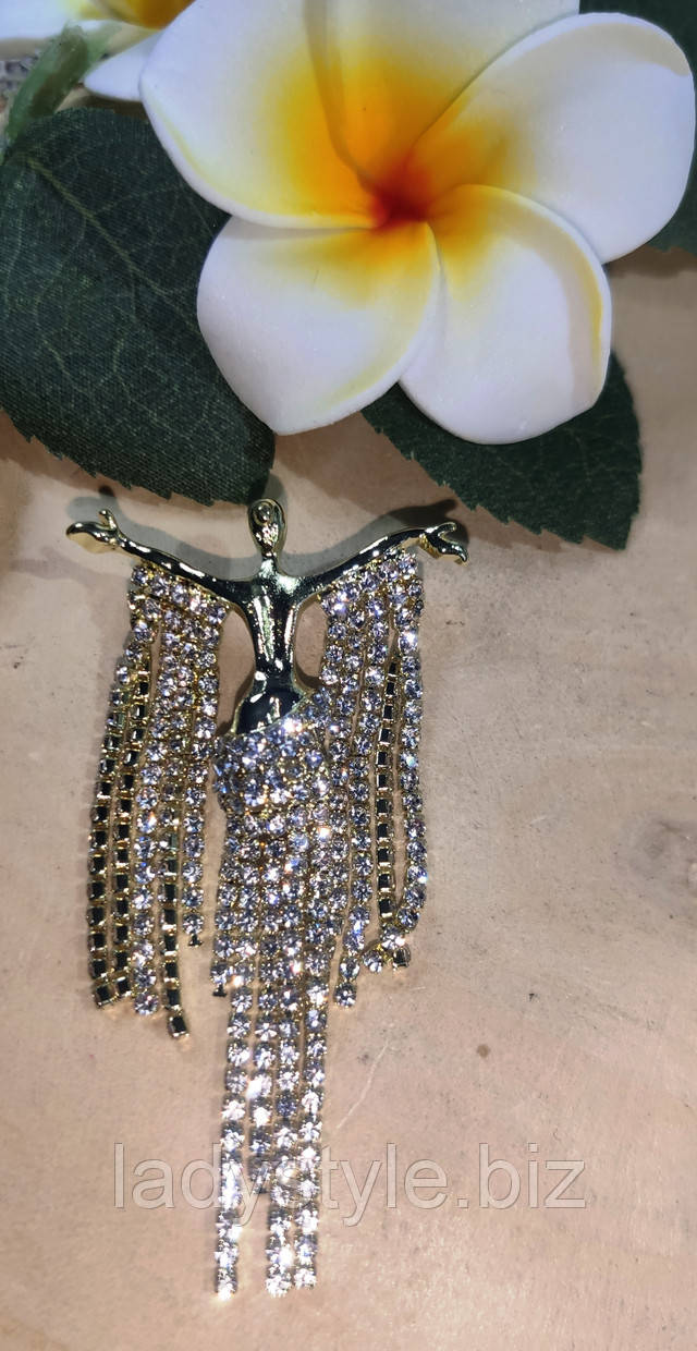 нежная брошь-танцовщица от студии ladystyle.biz купить украшения с фианитами серьги пусеты подарок женщине пирсинг