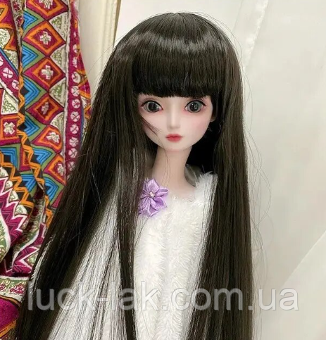 Перука для шарнірної ляльки BJD 1/3, чорний колір волосся