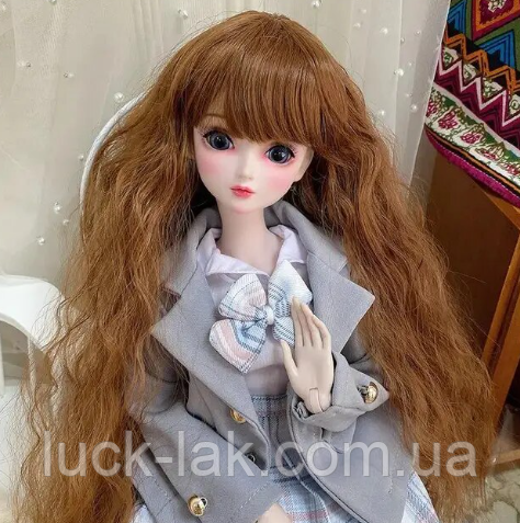 Перука для ляльки 1/3 BJD, чорного хвилястого волосся Коричневий