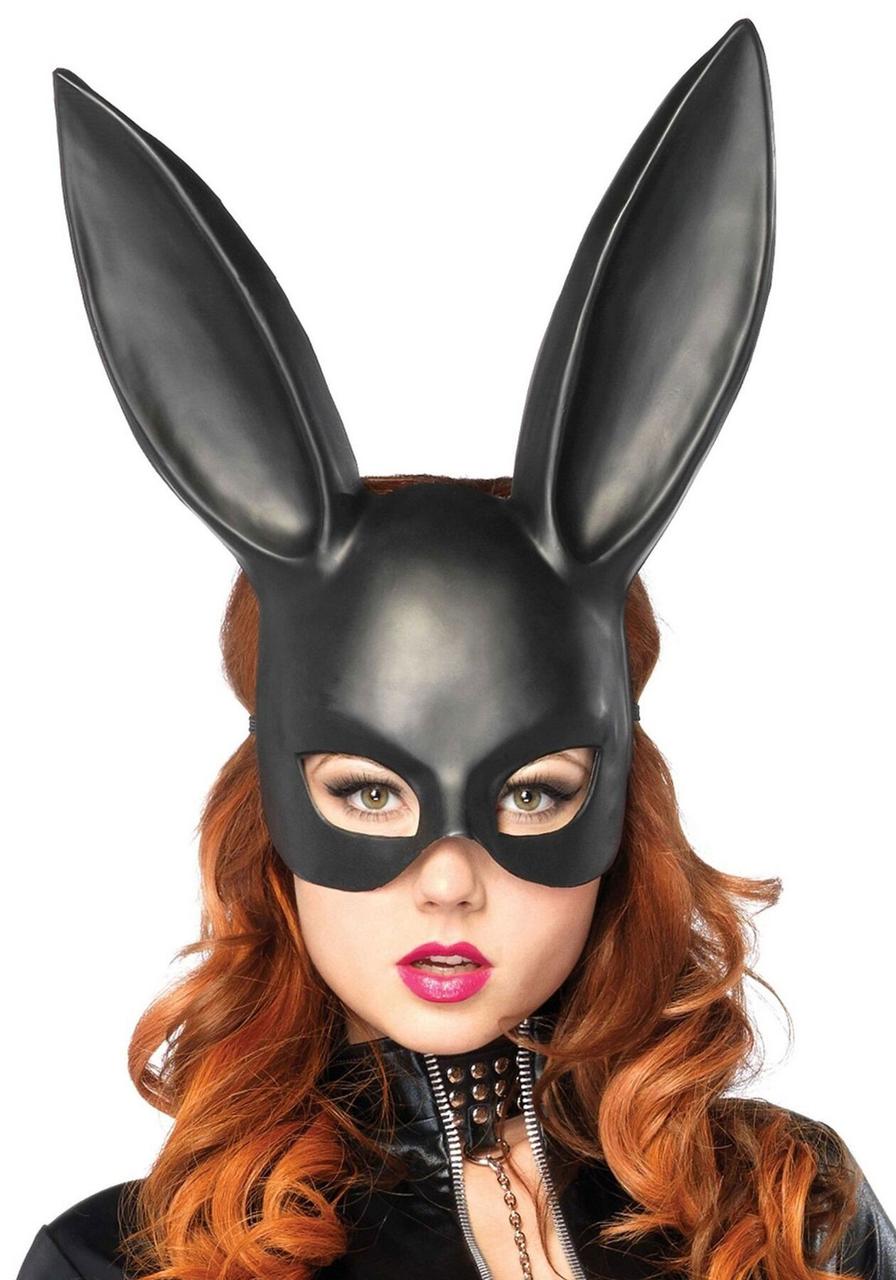 Маска кролика Leg Avenue Masquerade Rabbit Mask Black, довгі вушка, на гумці, фото 1
