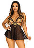 Пеньюар Leg Avenue Lace and mesh babydoll & panty Black S, фото 5