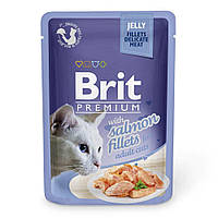 Вологий корм для котів Brit Premium Cat Salmon Fillets Jelly pouch 85 г (філе лосося в желе) p