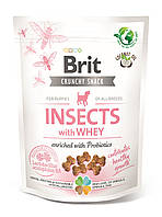 Лакомства для щенков Brit Care Dog Crunchy Cracker Puppy Insects для роста, насекомые, сыворотка и пробиотики,