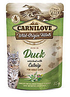 Вологий корм Carnilove cat pouch для котів, з качкою і котячою м'ятою, 85 г p