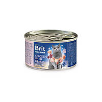 Влажный корм Brit Premium by Nature для кошек, с курицей и сердцем, 200 г p