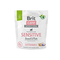 Сухой корм Brit Care Dog Sustainable Sensitive для собак с чувствительным пищеварением, с рыбой и насекомыми,