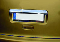 Накладка над номером (1 дверн, нерж) Прямая без надписи, Carmos - Турецкая сталь. для Volkswagen Caddy
