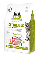Сухой корм Brit Care Cat by Nutrition Sterilized Immunity Support для стерилизованных кошек, со свининой, 400