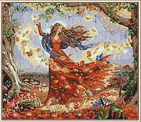 Набір для вишивання хрестиком " Осінній танець", канва 49 х 43 см (з малюнком на полотні)