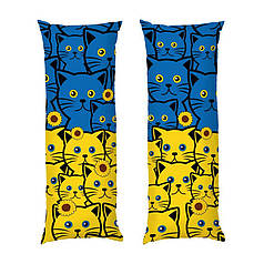Дакімакура подушка-обіймашка «Котики синьо-жовті. Yellow and blue cats»