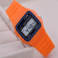 Часы по типу Casio F-91W, наручные часы, электронные часы Оранжевый