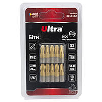 Біти PH2×25мм 1⁄4" 10 шт S2 TIN (блістер) ULTRA (4014152)