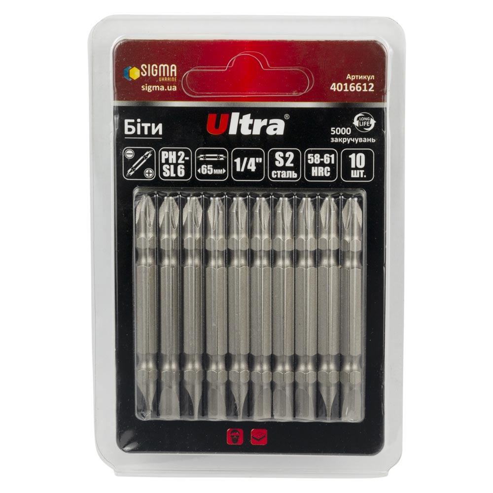 Біти PH2-SL6×65мм 1⁄4" 10 шт S2 (блістер) ULTRA (4016612), фото 1