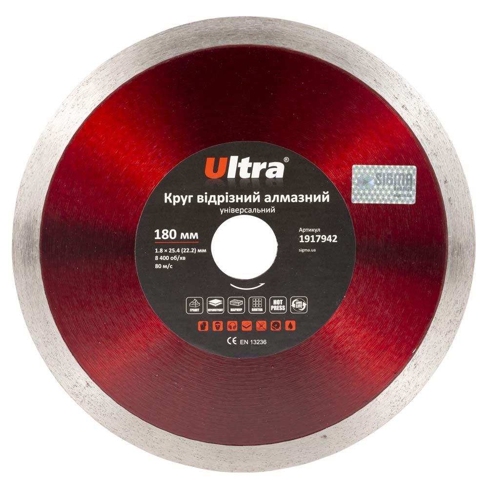 Круг відрізний алмазний універсальний Ø180×25.4 (22.2)мм ULTRA (1917942), фото 1